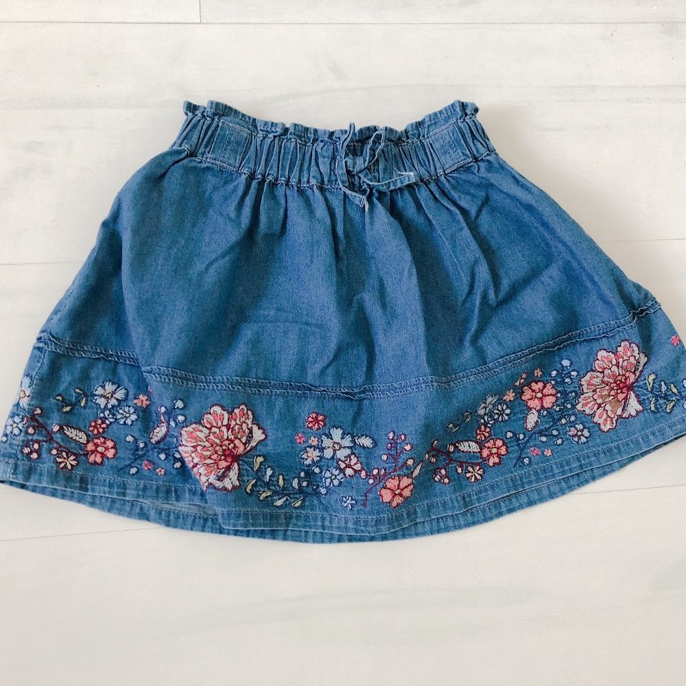 Blue Jean Skirt with flower patterns